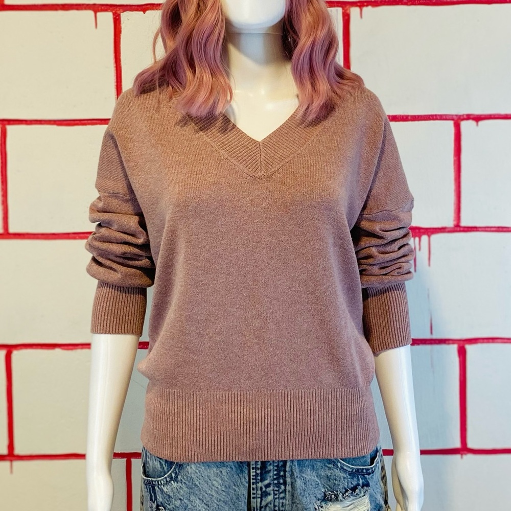 Philosophy Pink V Neck Pullover Sweater